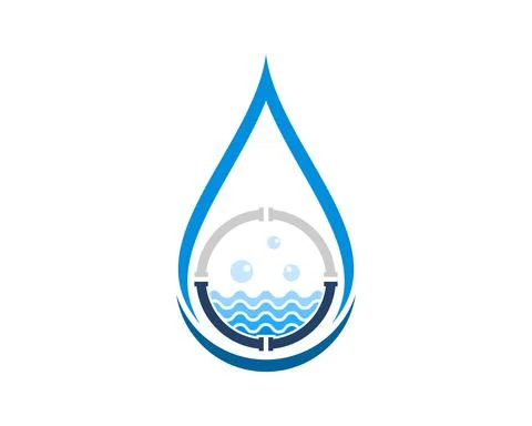 Abstract water drop with circular pipe and wave pattern inside Stock Illustration