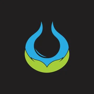 Abstract water drop leaf hand care logo Stock Illustration