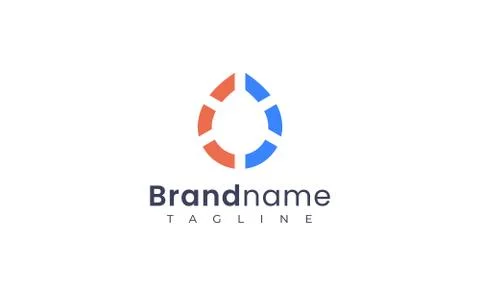 Abstract water drop logo template in red and blue Stock Illustration