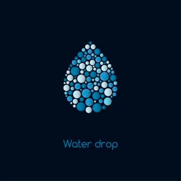 Abstract water drop. Shape of dots of different sizes. Stock Illustration