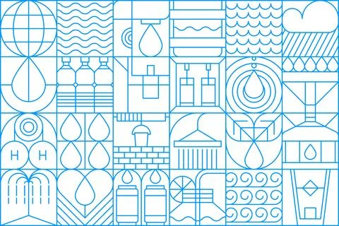 Abstract water geometric pattern with waves Stock Illustration