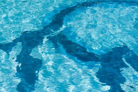 Abstract Water Pattern: Reflections in Blue.  Outside swimming pool close-up Stock Photos