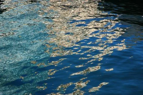 Abstract water reflection background in blue and beige Stock Photos