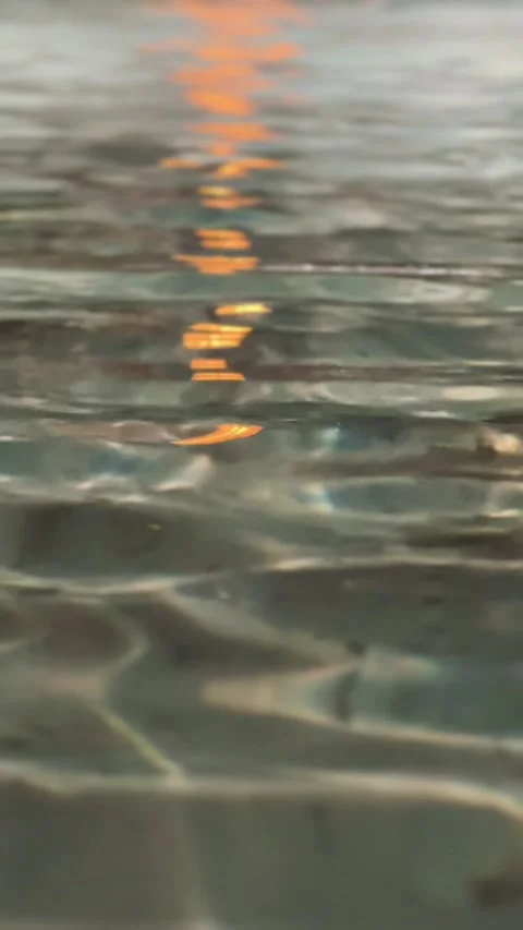 Abstract Water Reflections of Orange Lights at Night Stock Footage 274388768