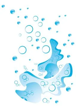 Abstract water splash with blue bubbles, vector illustration Stock Illustration