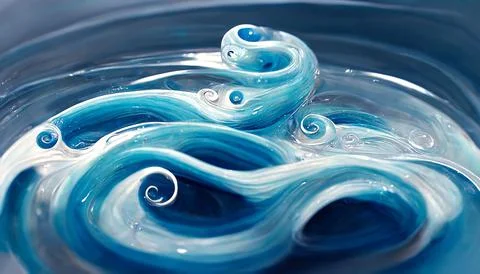 Abstract water splashes, sea or ocean waves, swirls, fountain. Stock Illustration