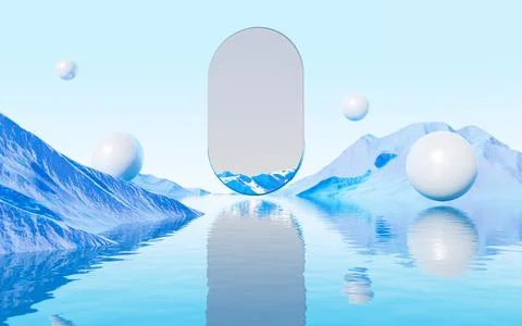 Abstract water surface and geometry background, 3d rendering. Stock Illustration