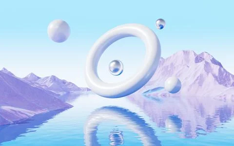 Abstract water surface and geometry background, 3d rendering. Stock Illustration