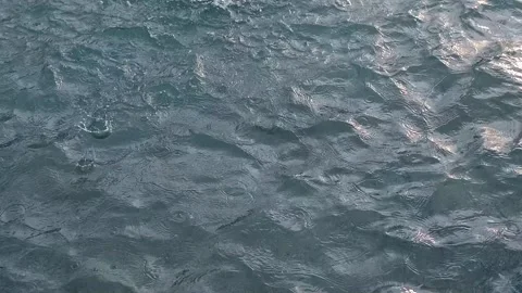 Abstract water surface background: slow motion of blueish water waves outdoor Stock Footage 313806955