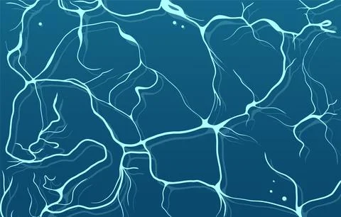 Abstract water surface pattern. Sea streaks and foam blue cartoon background Stock Illustration