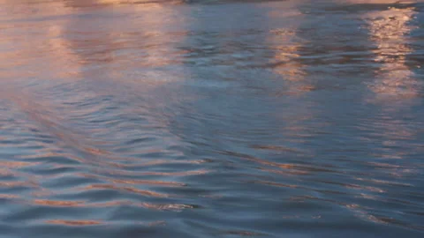Abstract water surface reflecting colorful night lights Stock Footage 343711363