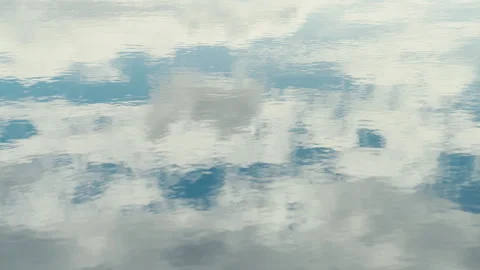 Abstract Water Surface Reflecting Soft Clouds and Blue Sky With Calm Copy Space Stock Footage 338181959