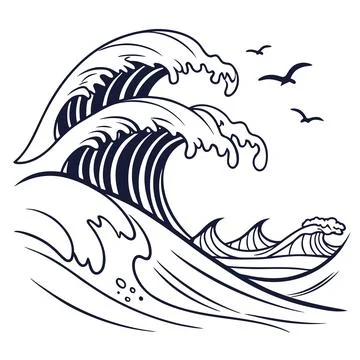 Abstract Water Texture: Dynamic Waves, Refreshing Splashes Stock Illustration