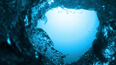 Abstract water tunnel creating a vortex. 3d loop animation 4k Stock Footage 319912223
