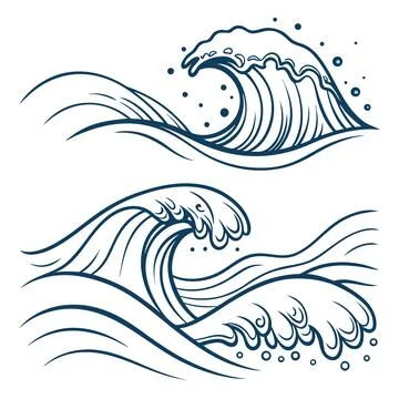Abstract Water Waves: Energetic Splashes, Fluid Motion Stock Illustration