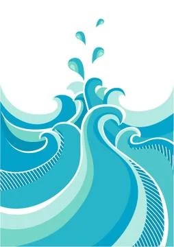 Abstract water waves.vector illustration isolated on white Stock Illustration