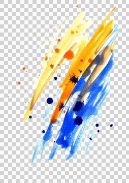 Abstract watercolor artwork featuring dynamic orange and blue diagonal strokes Illustrazione stock