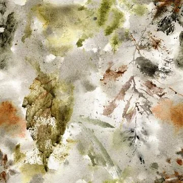 Abstract Watercolor Autumn Leaf Pattern 스톡 일러스트