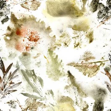 Abstract Watercolor Autumn Leaf Pattern Stock Illustration