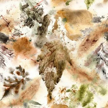 Abstract Watercolor Autumn Leaf Pattern 스톡 일러스트