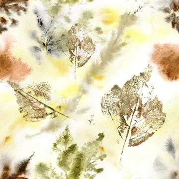 Abstract Watercolor Autumn Leaf Pattern Stock Illustration