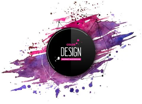 Abstract watercolor backdrop with splashes, drops Stock Illustration