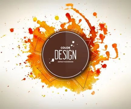 Abstract watercolor backdrop with splashes, drops Stock Illustration