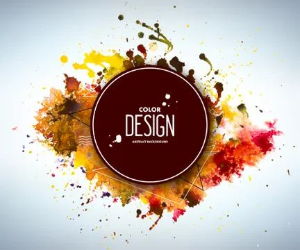Abstract watercolor backdrop with splashes, drops Stock Illustration