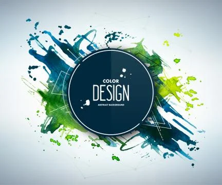 Abstract watercolor backdrop with splashes, drops Stock Illustration