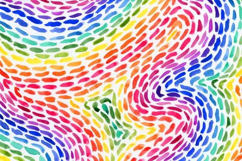Abstract watercolor background. Dashed rainbow line texture. Stock Illustration