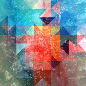 Abstract watercolor background with geometric elements Stock Illustration