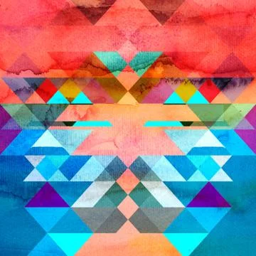 Abstract watercolor background with geometric elements Stock Illustration