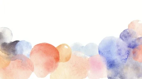 Abstract watercolor cloud border with pastel painted shapes and copy space,.. Stock Footage 342046120