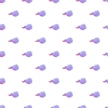 Abstract watercolor clouds repeating pattern on white background Illustrazione stock