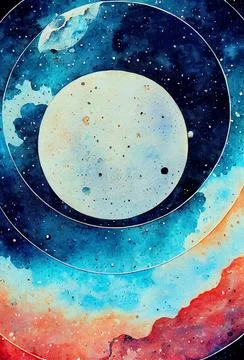 Abstract watercolor cosmos pattern Stock Illustration