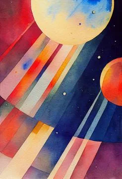 Abstract watercolor geometric planet pattern Stock Illustration