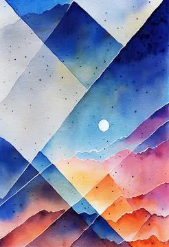 Abstract watercolor geometric sun pattern Stock Illustration