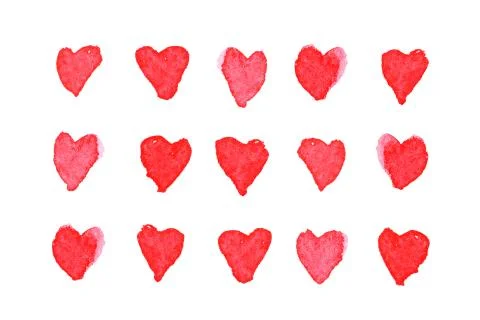 Abstract watercolor hearts set pattern, Love, Valentine's day concept Stock Illustration