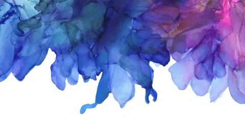 Abstract watercolor ink clouds drifting across white background, seamless l.. Stock Footage 342043025