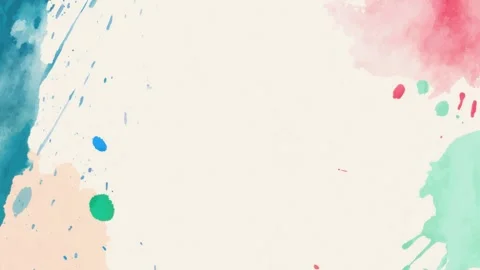 Abstract watercolor paint splashes around white center background seamless .. Stock Footage 342045223