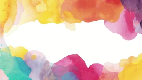 Abstract watercolor painted border frame with bright colorful edges and whi.. Vidéo 342043675