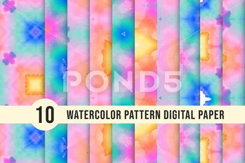 Abstract watercolor pattern bundle, digital paper with watercolor,  Alcohol ink  PSD Template