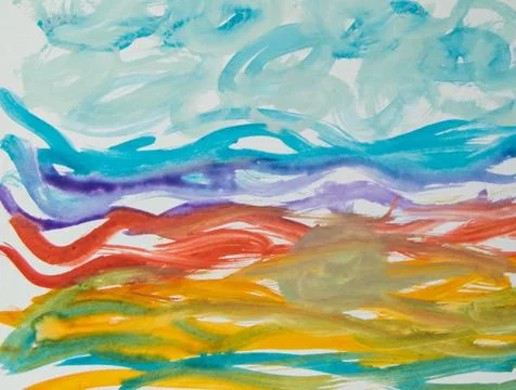 Abstract watercolor pattern of strokes and lines, with thick brush strokes an Stock Illustration