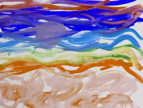 Abstract watercolor pattern of strokes and lines, with thick brush strokes an Illustrazione stock