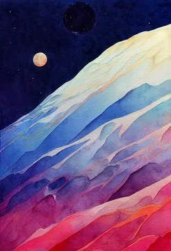 Abstract watercolor planet pattern Stock Illustration
