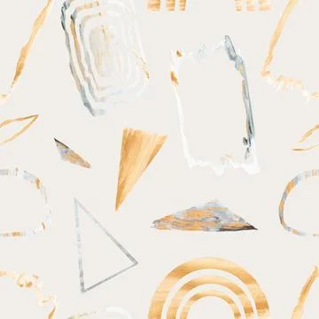 Abstract watercolor seamless pattern with hand painted geometric shapes. Tr.. Stock Illustration