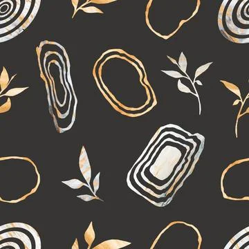 Abstract watercolor seamless pattern with hand painted geometric shapes. Tr.. Stock Illustration