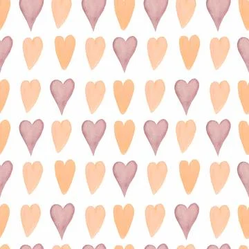 Abstract watercolor seamless pattern with hand painted hearts shape .Contem.. Stock Illustration