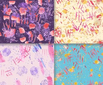Abstract watercolor seamless patterns Stock Illustration
