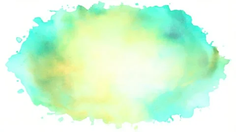 Abstract watercolor splash background with soft turquoise and yellow center.. Stock-Footage 341429332